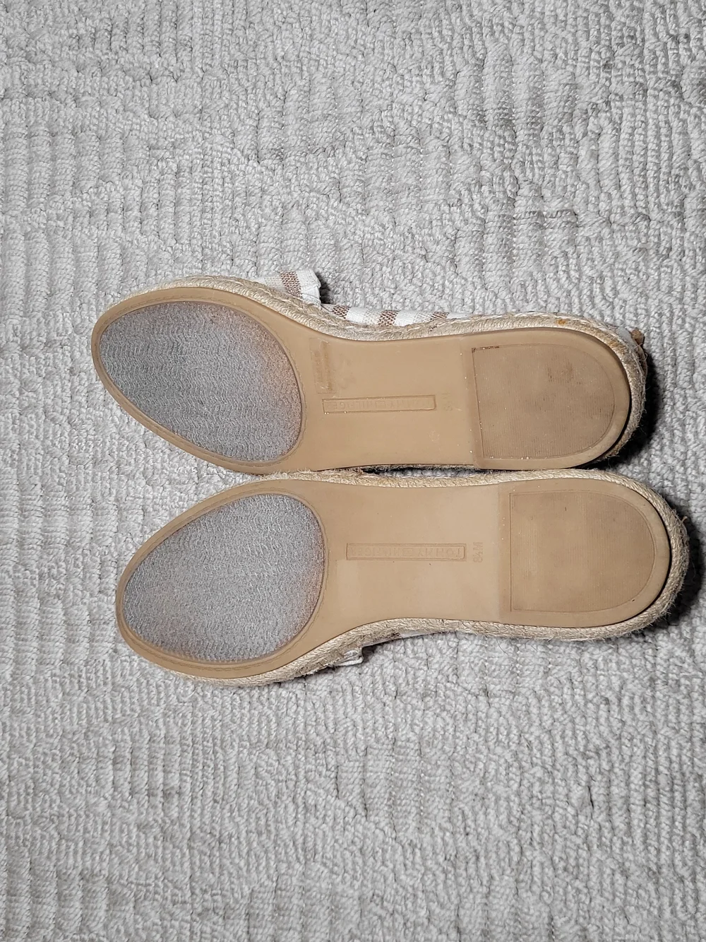 Tommy Hilfiger Striped Canvas Espadrille Flats Brown Tan Sz 8